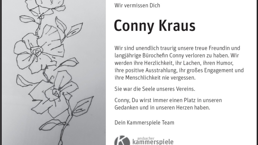 Trauer um Conny Kraus